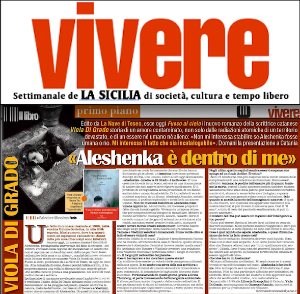 SMF per VIVERE inserto del giovedì de La Sicilia – Intervista a Viola Di Grado per il suo “Fuoco al cielo” – La nave di Teseo