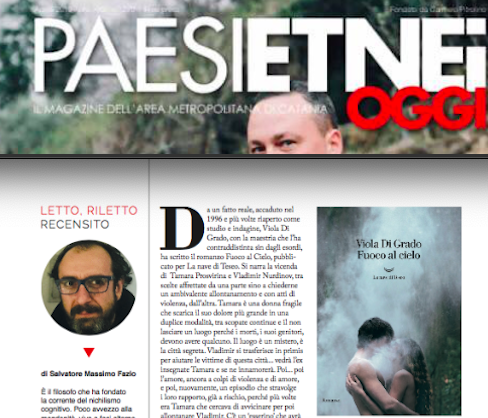 Paesi Etnei Oggi n. 270 Aprile 2019. SMF: recensione a “Fuoco al cielo” di Viola Di Grado