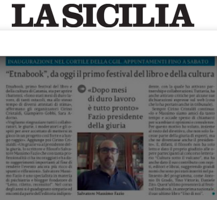 SMF su La Sicilia – “Etnabook” da oggi il primo festival del libro e della cultura