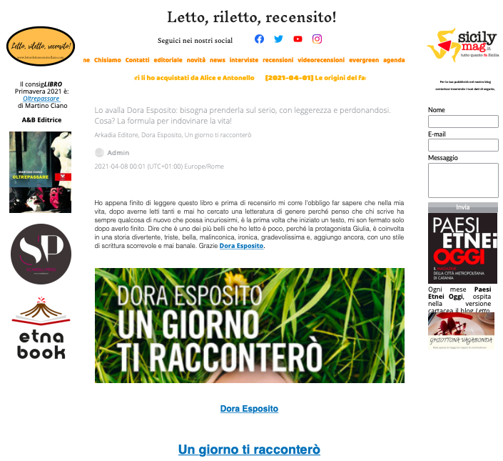 SMF per Letto, riletto, recensito! – Lo avalla Dora Esposito: bisogna prenderla sul serio, con leggerezza e perdonandosi. Cosa? La formula per indovinare la vita!