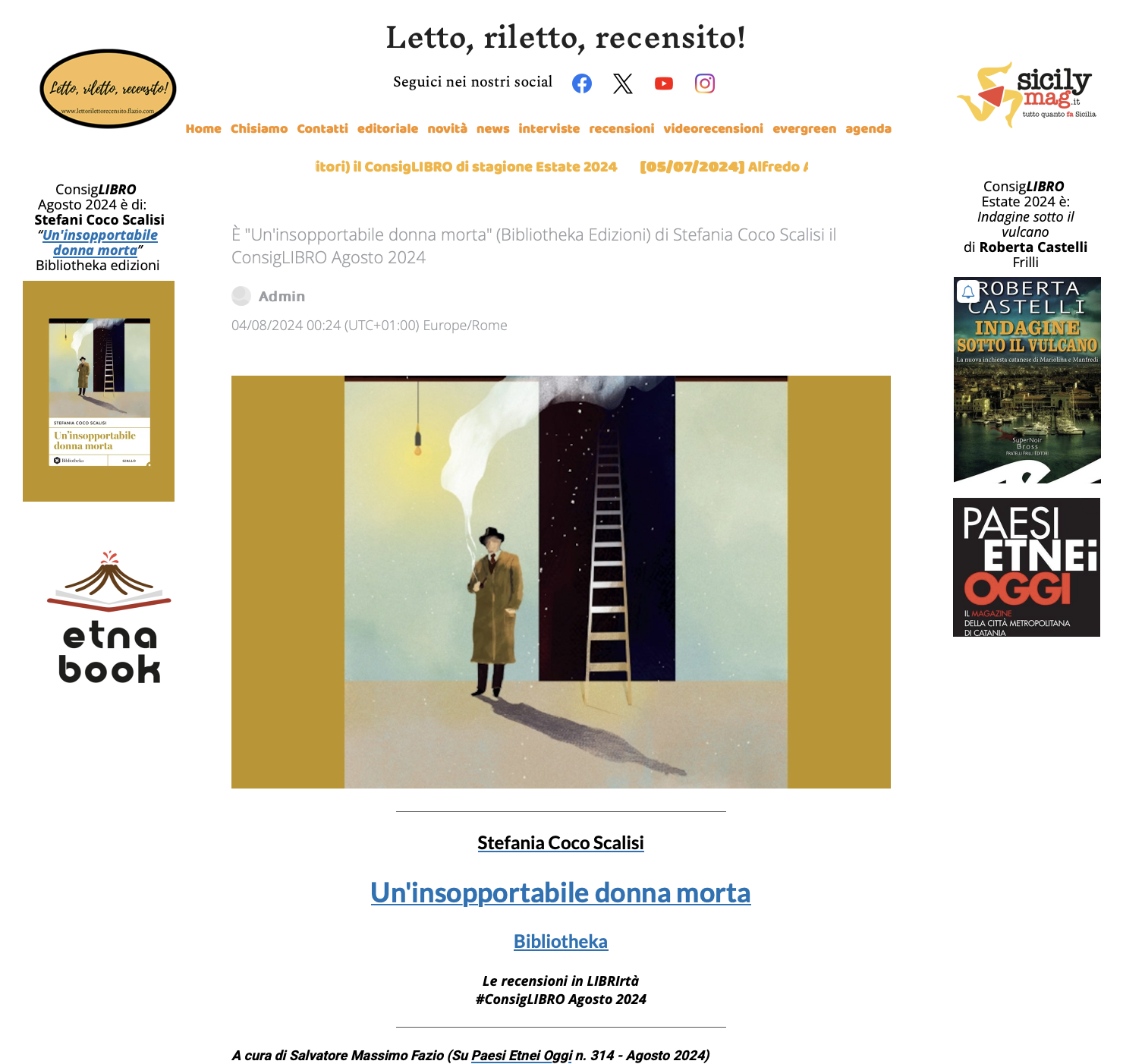 SMF per #LRR e #PEO – “Un’insopportabile donna morta” – Recensione al romanzo di Stefania Coco Scalisi (Bibliotheka)